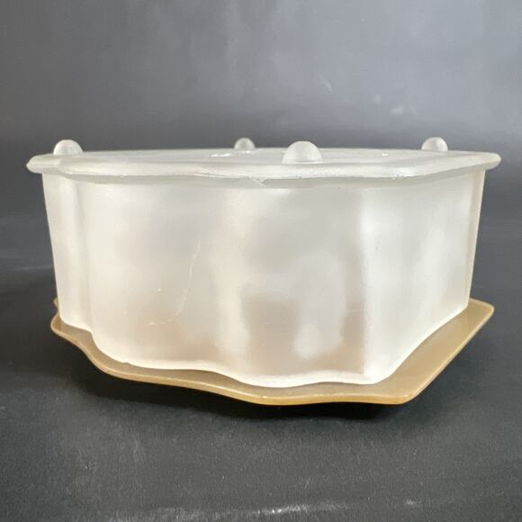 Vintage Frosted Glass Vanity Jar Green Deco Celluloid Lid Art Deco Style - Picture 13 of 13